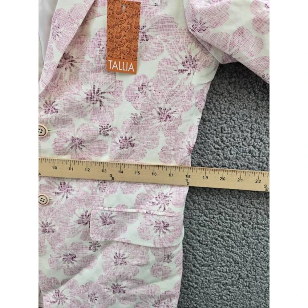 Tallia Linen Blend Slim Fit Printed Notch-Lapel Sport Coat Men's Pink/White L/S